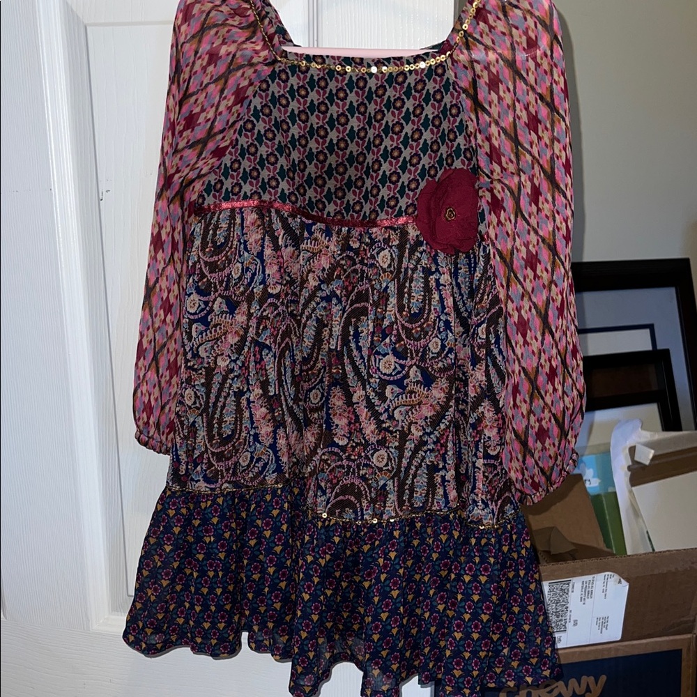 Monsoon London Bohemian Multicolor Dress with Floral Patterns